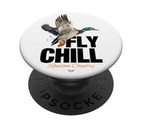 Fly Chill, Cool Colorful Mallard Duck Illustrayion Graphic PopSockets PopGrip Adhesivo