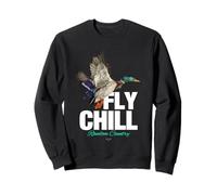 Fly Chill, Cool Colorful Mallard Duck Illustrayion Graphic Sudadera