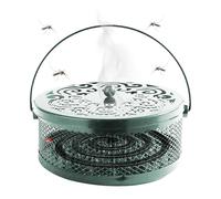 Fly Coil Holder, Portable Metal Burner, Iron Incense Spiral Stand 5.12x2.56 Inches, Covered Handle Container, Functional Home Decor for Bedroom Living Room Outdoor Use, Long-Lasting Quality