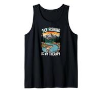 Fly Fishing Is My Therapy Trout Fisherman Angler Nature Camiseta sin Mangas