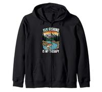Fly Fishing Is My Therapy Trout Fisherman Angler Nature Sudadera con Capucha