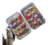 Fly Fishing Lures Set - Metal 24 Piece 4.45x2.91 Inch | Simulated Butterfly | Fly Hooks Assortment | Realistic Artificial Bait Tackle Box For Trout Bass Salmon Sunfish Stream Lake