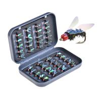Fly Fishing Lures - Surtido de 40 piezas Fly Fishing Kit con caja | Moscas de trucha ninfa secas realistas - Ganchos premium para trucha bajo River Lake, cebo para anglera