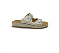Fly Flot 77249KC - Chanclas de mujer con plantilla de piel, plateado, 40 EU