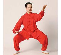 FLY FLU Taichi Uniforme Mujer，Ropa Ropa De Tai Chi Unisex Chino Tradicional Shaolin Kung Fu Qi Gong Wing Chun Ropa De Entrenamiento De Manga Larga Suelta,Orange-Medium