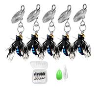 Fly For Fly Fishing - 5pc Colorful Assortment Kit | Artificial Bait with Reflective Sequins and Casting Aids, High-Carbon Steel Hook Gear For Saltwater Carp Pike and Catfish