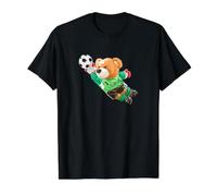 Fly High, Save, Cool Teddy Bear Goal Keeper Playing Soccer Camiseta gráfica económica, Hombre, Negro, S