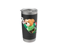 Fly High, Save, Cool Teddy Bear Goal Keeper Playing Soccer Vaso térmico de acero inoxidable de doble pared