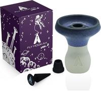 Fly Hookah Vol.2 - Cazoleta Cachimba de Alta Temperatura - Barro Blanco Gres y Adaptado a Todos los Gestor de Calor Shisha - Con Goma para Cachimba y Tapon Para Evitar Atascar el Tabaco