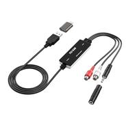 FLY KAN Tarjeta de captura de audio USB 2.0 para cintas de casete de vinilo analógicas a convertidor de mp3 digital, grabber de audio compatible con Windows 11/10/8.1/8/7 y Mac OS 10.14 (con adaptador