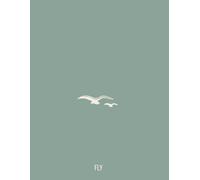 Fly: Lined Journal | 8.5 x 11 in (21.6 x 27.9 cm) | Soothing Pastel Turquoise Cover with Birds in Flight | Soft Cover