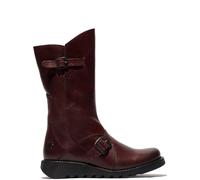 Fly London MES 2, Botas con hebilla, Mujer, Suela Negra Vino, 36.5 EU