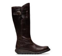 Fly London Mujer Marrón Mol 2 Botas Cuero Cuña Rodilla Alto Cremallera Talla UK