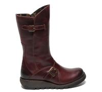 Fly London Mujer Vino Mes 2 Botas Tacón Cuña Hebilla Media Caña Cuero Cremallera
