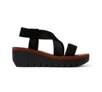 Fly London Mujer YABI922FLY Negro Cupido Cuero Sandalias Plataforma Cuña