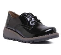 FLY LONDON Simb Chica Cuero Cuña Unisex Zapatos en Negro Ru 1-13