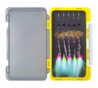 Fly Lure Collection para pesca de trucha, lubina, con tipos de ninfas secas y húmedas, ganchos de acero al carbono, varios tamaños de gancho, diseño de caja de aparejos organizados (TZ00330)
