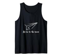 Fly Me to The Moon Paper Avión Ilustración T Shirt Camiseta sin Mangas