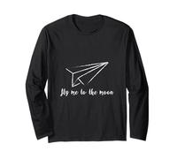 Fly Me to The Moon Paper Avión Ilustración T Shirt Manga Larga
