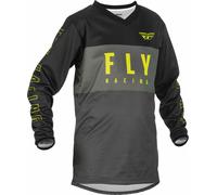 Fly Racing F-16 Maillot de motocross juvenil, negro-gris-amarillo, tamaño M