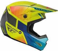 Fly Racing Kinetic Drift Casco de motocross, azul-amarillo, tamaño L para Hombres