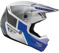 Fly Racing Kinetic Drift Casco de motocross, gris-blanco-azul, tamaño L para Hombres