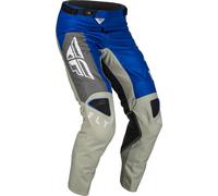 Fly Racing Kinetic Jet Pantalones de motocross, gris-blanco-azul, tamaño 30 para Hombres