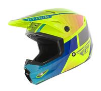Fly Racing Kinetic Drift Casco de motocross, azul-amarillo, tamaño L