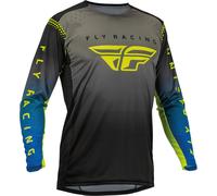 Fly Racing Lite 2023 Maillot de motocross, gris-azul-amarillo, tamaño XL para Hombres