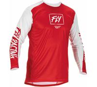 Fly Racing Lite Maillot de Motocross, blanco-rojo, tamaño M para Hombres