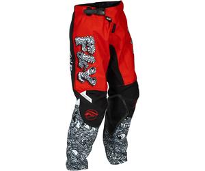 FLY Racing Pantalones juveniles Kinetic Mutant - Rojo/Blanco/Negro, blanco