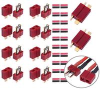 FLY RC 10 Pares de Conectores de Conector T Ultra decanos Estilo Macho y Hembra con 20 Piezas de Tubo retráctil para batería RC LiPo