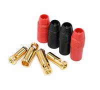 FLY RC 2 Pares Conector del Cargador de batería Anti-Spark Gold Bullet AS150 7mm Macho y Hembra para S1000 y más [1 par Rojo + 1 par Negro] (AS150)