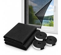 Fly Screens for Windows, Window Fly Screen with Self Adhesive Hook & Loop Tape, Washable Mosquito Net Mesh, No Drill DIY Insect Screen for Home, Bedroom & Kitchen（4-pack） (Black,51.2 × 59.1 in)