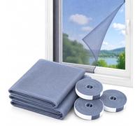 Fly Screens for Windows, Window Fly Screen with Self Adhesive Hook & Loop Tape, Washable Mosquito Net Mesh, No Drill DIY Insect Screen for Home, Bedroom & Kitchen（4-pack） (Gray,59.1 × 59.1 in)