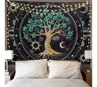 FLY SPRAY Aesthetic Tree of Life Tapestry Trippy Tapestry Wall Tapestry Hippie Sun Moon Star Galaxy Tapestries Forest Wall Hanging Decor Vibrant Natur