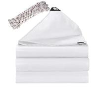 Flycn Lona Impermeable con Ojales, 0.5x5.5m 500g/m² Estabilizada a los Rayos UV - Protección para Barco, Construcción, Resistente a la Intemperie para Camping, Jardín, Camión PVC Blanco