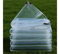 Flycn Lona Impermeable Exterior, 4x4.5m 500g/m² Lona de Protección Toldo con Ojales de Aluminio, Resistente a Los Rayos UV Desgarros, Multiusos para Muebles Jardín Coche PVC Transparente