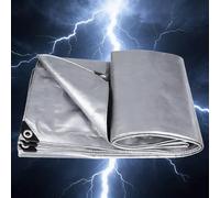 Flycn Lona Impermeable Exterior con Ojales, 1.5x15.5m 220g/m² Toldo Reforzado Protección contra UV, con Ojales de Acero Inoxidable para Leña, Muebles, Jardín, Piscinia, Vehículos PE Plata