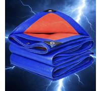 Flycn Lona Impermeable Exterior con Ojales, 1x42m 220g/m² Toldo Reforzado Protección contra UV, con Ojales de Acero Inoxidable para Leña, Muebles, Jardín, Piscinia, Vehículos PE Azúl Naranja