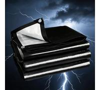 Flycn Lona Impermeable Exterior con Ojales, 2x13m 220g/m² Toldo Reforzado Protección contra UV, con Ojales de Acero Inoxidable para Leña, Muebles, Jardín, Piscinia, Vehículos PE Negro