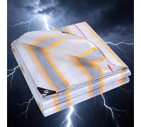 Flycn Lona Impermeable Exterior con Ojales, 3.5x15m 220g/m² Toldo Reforzado Protección contra UV, con Ojales de Acero Inoxidable para Leña, Muebles, Jardín, Piscinia, Vehículos PE Oro Plata