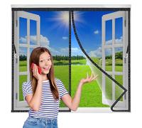 Flycn Mosquitera Magnetica, 145x167cm Cortina Mosquiteras para Ventanas Exterior, de Balcón/Patio, Se Cierra Automáticamente, Fácil Instalación sin Taladrar Negro