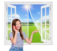 Flycn Mosquitera Magnetica, 65x75cm Cortina Mosquiteras para Ventanas Exterior, de Balcón/Patio, Se Cierra Automáticamente, Fácil Instalación sin Taladrar Blanco