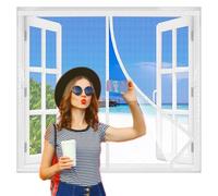 Flycn Mosquitera para Ventana, 115x177cm Cortina Magnética para Puertas de Balcón o Terraza, Tejido con Fuertes Imanes para un Autocierre, Fácil Instalación sin Taladrar Blanco