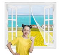 Flycn Mosquitera Ventana Magnetica, 137x153cm Mosquiteras para Puertas, Cierre Magnético de Arriba a Abajo, Automáticamente,Mantiene el Aire Fresco Blanco
