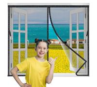 Flycn Mosquitera Ventana Magnetica, 80x115cm Mosquiteras para Puertas, Cierre Magnético de Arriba a Abajo, Automáticamente,Mantiene el Aire Fresco Negro