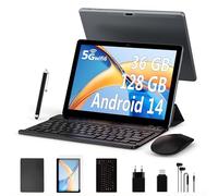 FLYCOAY Tablet 10 Pulgadas Android 14 Otto-Core 2.0GHz, 5G WiFi 6, 36GB RAM + 128GB ROM (TF 1TB), batería de 8000mAh, OTG/Bluetooth 5.0, Tablet con Teclado, ratón (Gris)