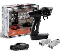 FLYCOLOR TurboRC 1:76 Mini Coche Deportivo 4CH 2.4GHz Control Remoto Completo proporcional RTR Kit con 2 Carcasas reemplazables (C75-Negro)