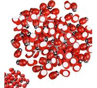 Flycppo 100 Piezas Mariquitas Decorativas, Mariquitas de Madera Pequeña, Etiqueta Engomada En Forma De Escarabajo Mariquita De Madera para DIY Scrapbooking Decoración 9 * 12MM